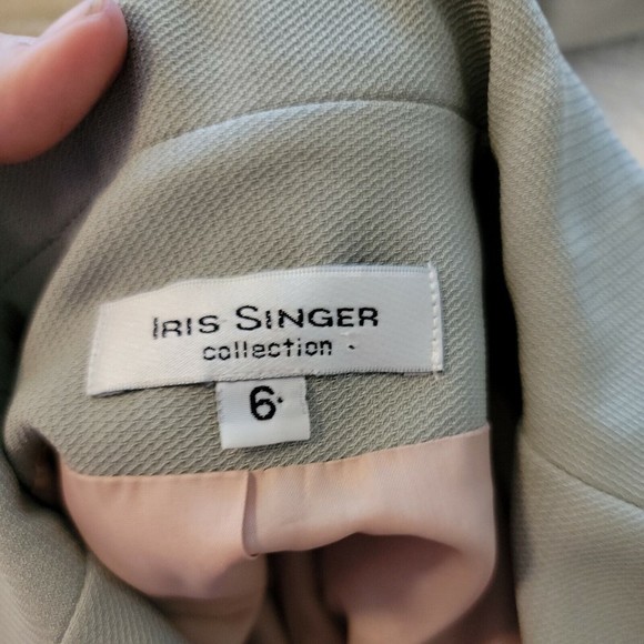 Iris Singer Collection Classy Blazer & Skirt 2 Piece Outfit Set ~ Sz 6 ~ Green - Picture 6 of 8